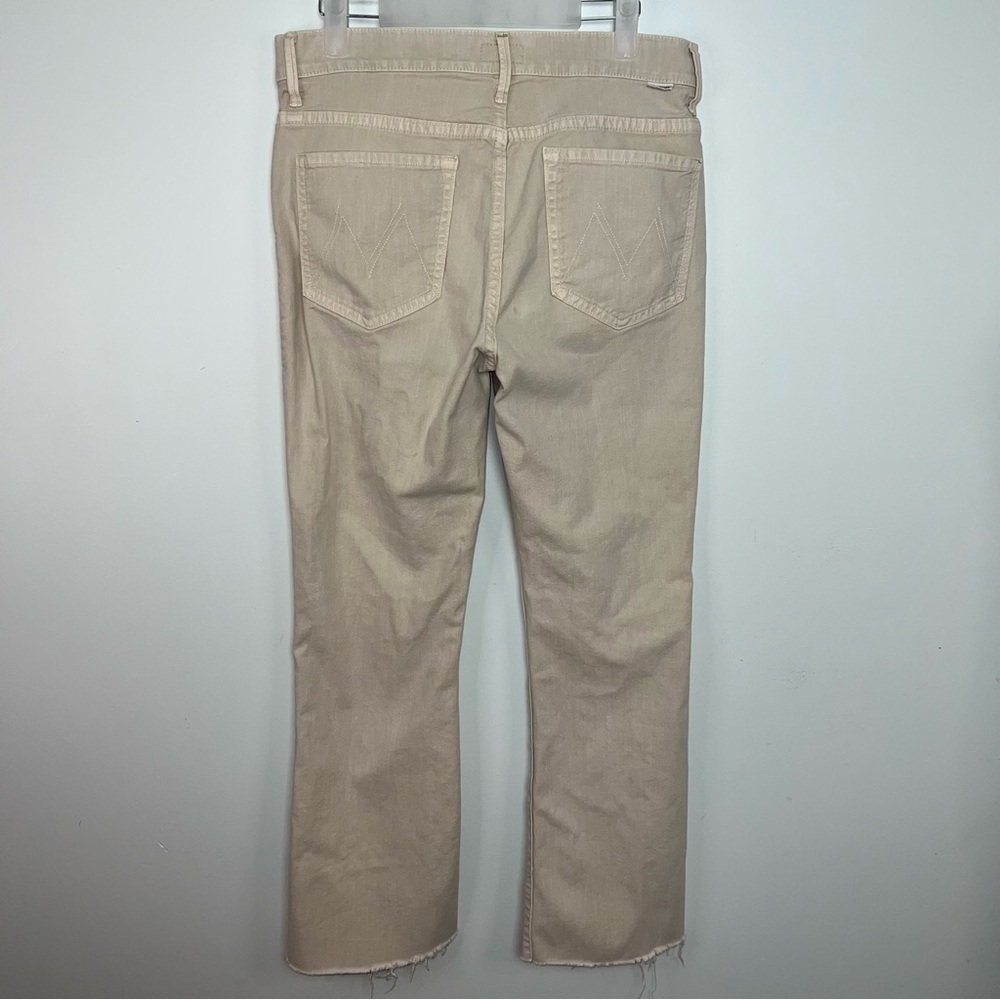 MOTHER The Insider Ankle Fray Jeans Size 31 Chalk It Up Raw Hem Jeans Denim Tan - Picture 8 of 12
